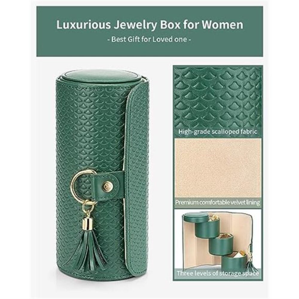 Travel Jewelry CAse Foldable Box  - Green - Beige - Black - Blue - Purple
